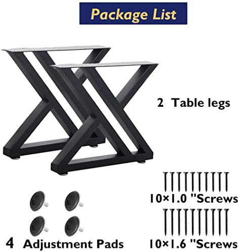 Image of 28 Inch High Triangular Shaped Metal Table Legs, Modern Cast Iron Welded Desk Legs, Metal Home DIY Project for Nightstand, Coffee Table, Desk, etc. with Adjustable Floor Protector, Black 2PCS