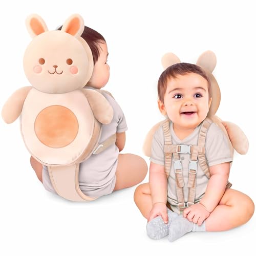 Image of Little Family Baby Head Protector Backpack, Non-Toxic Hypoallergenic Toddler Head Protection Pillow for Falling, Secure, Durable, Rabbit
