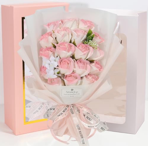 ソープフラワー花束 母の日プレゼント，誕生日プレゼント ソープフラワー バラ グラデーション 花束 ブーケ 薔薇造花 プレゼント女性人気ギフト 感謝 お礼 インテリアローズブーケ バラ花束 (A-ピンク) [2]