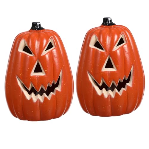 Tofficu 2Pcs Halloween Pumpkin Lights LED Fall Decor for Indoor and Outdoor Halloween Party Creative Pumpkin Decorations for Haunted House and Table Centerpieces