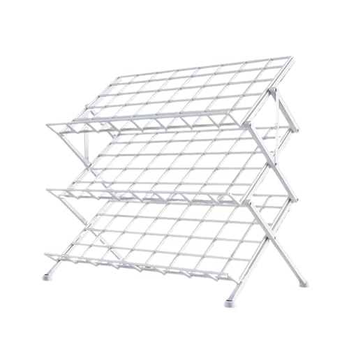 Scarpiera pieghevole in metallo a 3 ripiani per interni ed esterni, design salvaspazio, leggera e perfetta per ingresso armadio o patio.
