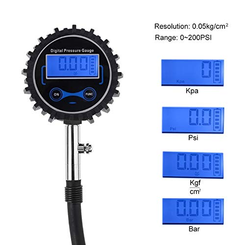 manomètre de pression des pneus, Pneu numérique à tête ronde 0-200 PSI compatible avec les vélos