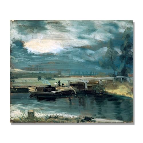 Poster Péniches sur la rivière Stuhr par John Constable toile 40x48cm