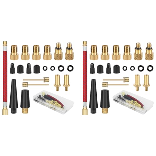 Image of STHIRA Tire Valve Adapter Kit, 42 Pcs French Cycle Pump Nozzle Set with Box