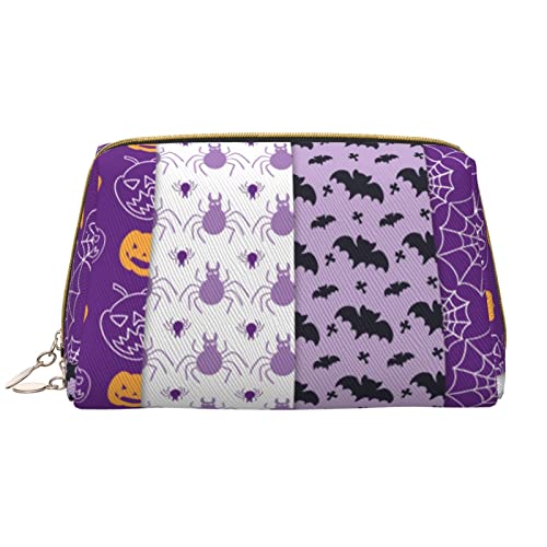 Trousse de maquillage femme grand modèle rangement cosmétique blanc motif Halloween PU