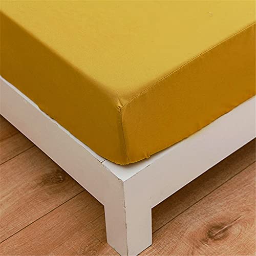Chickwing Drap Housse 180x200, Jaune Moutarde Housse de Matelas en Microfibre pour 30cm Protection de Matelas Épais - Couleur Unie et Antidérapants Résistant aux Rides Cover