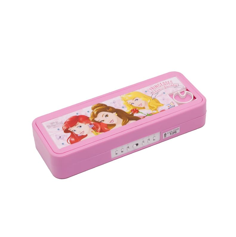 SKi Homeware Plastic Puzzle Pencil Box With Number Lock And Game, Perfect For School Children, An Ideal Gift For Kids - 3 Princess (Multicolor)