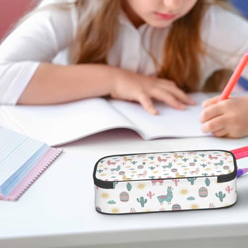 Image of Llama Camels Pencil Case Cactus Alpacas Cacti Plants Animal Pencil Bag Pen Markers Pouch Holder Organizer for Boy Girl School Students