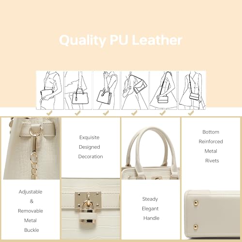 Bolso tipo satchel de mujer estilo cocodrilo en PU miniatura 5