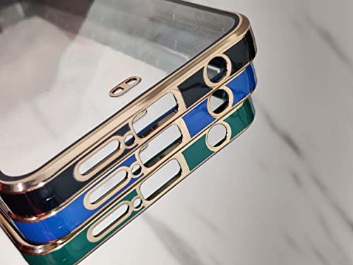 Image of OnePlus 9R Ultra Hybrid Chrome Case, Solid Gold Border Scratch Protection Bumper TPU Transparent Anti-Slip Mobile Back Cover for OnePlus 9R 01 - Green
