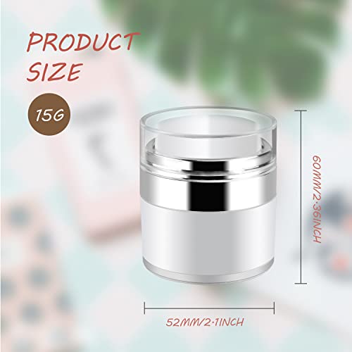 Cositina 6 Pack 0.5oz/15ml Airless Pump Jars,Empty Acrylic Airless Makeup Cosmetic Container with Press Pump,Mini Portable Travel Size Jar With Lid for Thick Moisturizer,Creams,Gel Lotion,White4