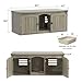 Halitaa Double Cat Litter Box Enclosure, Hidden Litter Box Furniture for 2 Cats, Farmhouse Cat House with Scratch Pad for 2 Litter Boxes, Wooden Enclosed Litter Box Furniture, Entryway Bench, Gray