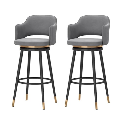 Tabourets de bar pivotants 360 velours avec dossier et repose-pieds
