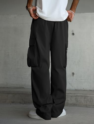 ZAFUL Men's Casual Cargo Pants Drawstring Elastic Waist Pants Loose Fit Joggers with Multi Pockets for Streetwear3