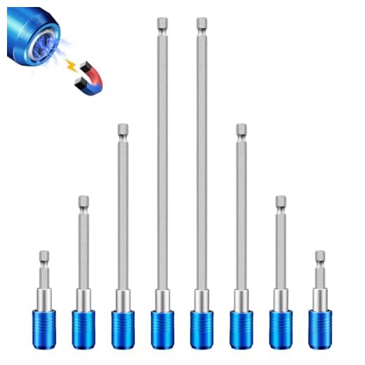 BLACKROBOT 8-Piece Drill Bit Extension Set, Magnetic Quick Change Impact Bit Holder in 2.5", 4", 6", 12" Sizes, for 1/4" Hex Drives, CR-V Steel, Ideal for Screwdriver Bits, Nuts, Drills