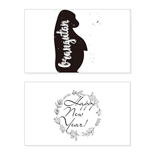 Tarjeta conmemorativa de año nuevo: diseño artístico de orangután en blanco y negro