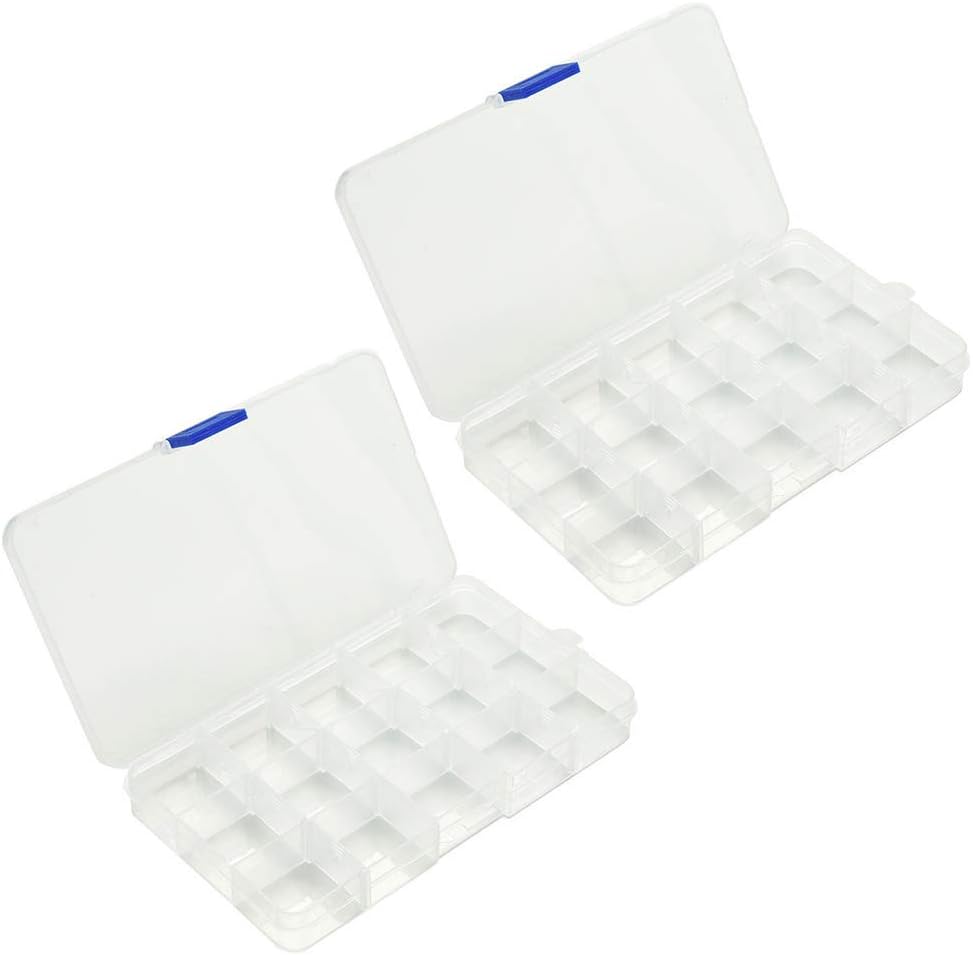 2 Pieces 15 Grids Jewelry Organizer Plastic Jewelry