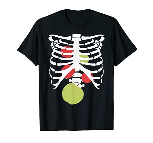 Apple Skeleton Rib Cage X-Ray Spooky Halloween Costume Camiseta