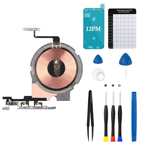 for iPhone 12 Pro Max NFC Chip Wireless Charging Charger Panel Replacement Power On/Off Volume Button Flex Cable with Complete Repair Tool kit for Model A2342 A22410 A2412 A2411