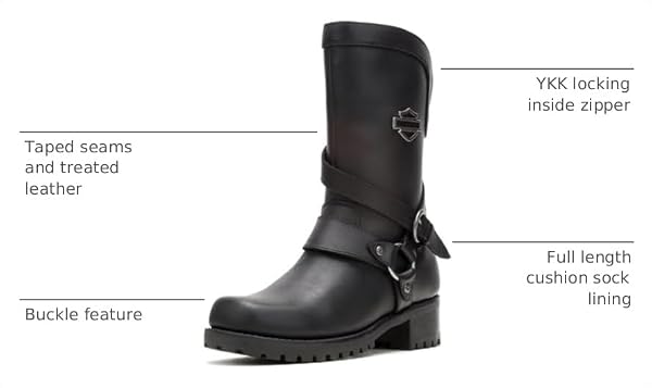 Harley-Davidson FOOTWEAR Women's Amber Water Resistant Motorcycle Boot,Black,11 M US by Harley-Davidson - Used condition - Image 3