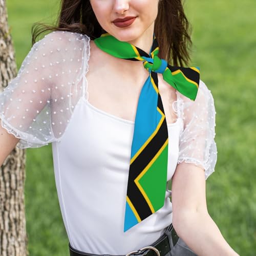 Tanzania Flag Printed silk scarf 46.9x3.1 inches, light, soft and warm shawl4