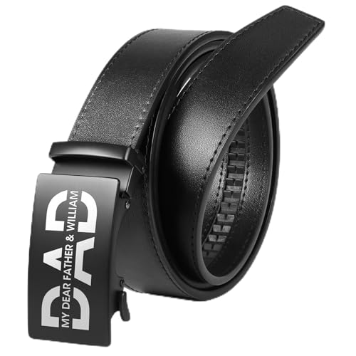 ENOMY Mens Belt Leather Ratchet Belt, Black Adjustable Custom Belt, Best Gifts for Boyfriend Father Anniversary Valentine's
