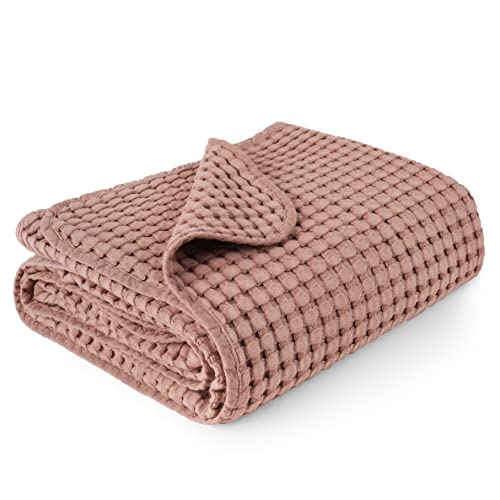 Image of Konssy Waffle Baby Blankets, Nursery Blankets for Boys Girls, Swaddle Blankets Neutral Soft Lightweight Toddler and Kids Throw Blankets(Pale Chestnut)