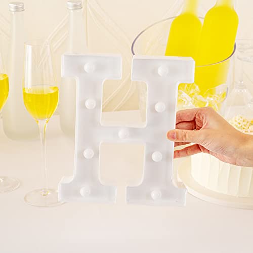 Image of Restaurantware Illumify 6 x 1.2 x 8.7 Inch Light Up Letter 1 Durable Marquee LED Light - Letter H Touchproof White Plastic Party Light Keyhole Slot For Parties Weddings Or Special Events