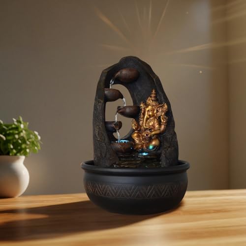 Miniatura 5 de Zen Light Scfr1798 - Fuente De Interior Con Bomba E Iluminación Led, Resina, Marrón, Talla Única