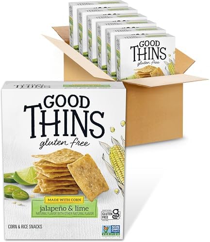 GOOD THINS JalapeƱo & Lime Corn & Rice Snacks Gluten Free Crackers, 6 Boxes