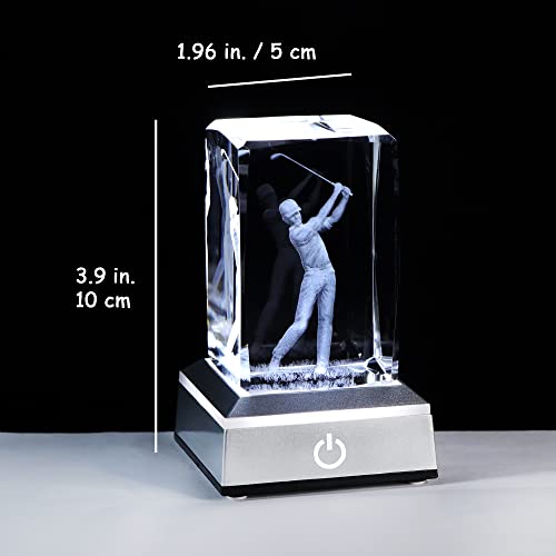 Ornalrist Crystal 3D Playing Golf Figurine Golfer Gifts For Adult Men Decoration Sculpture Athlete Statue Glass Decorations With Led Light Base Golf Gifts For Golf Lovers #TOP3