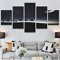 SIGNWIN 5 Panel Canvas Wall Art Modern Art Astronomy & Space Dramatic Minimalist Moon Multicolor Photography for Home Decorations Ready to Hang - 60