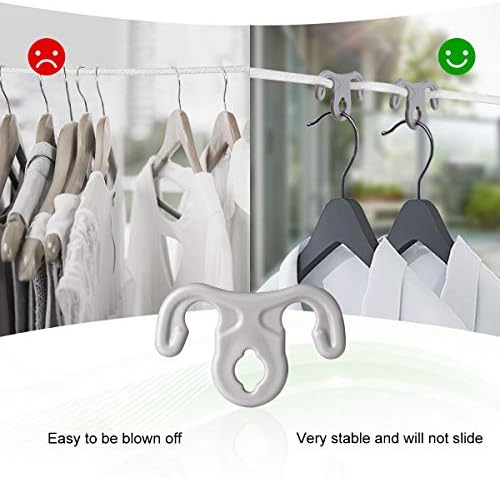 AIEVE Washing Line Hanger Hooks, 24 Pack Clothes Hangers Hook Windproof Pegs, Clothes Line Outdoor Retractable/Rotary Washing Line Hanging Hook Ups for Coat Hangers & Drying Rack (Grey)