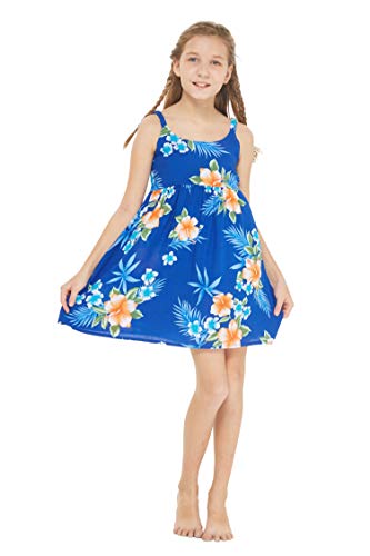 Image of Matchable Family Hawaiian Luau Men Women Girl Boy Clothes in Hibiscus Blue