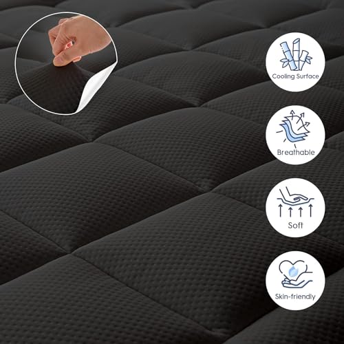 ELEMUSE Cobertura de colchão de espuma viscoelástica de 10 cm de camada dupla Cal King, gel refresca