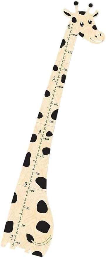 Wooden Growth Chart Lovely Giraffe Design Height Ruler for Kids Removable