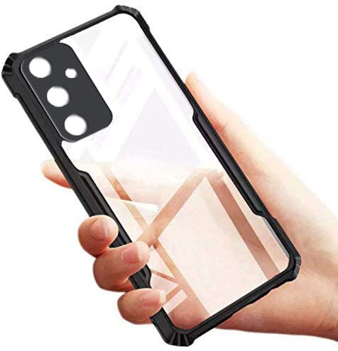 Image of A rtistque Clear Hard Transparent Acrylic Armor Anti-Drop Shockproof TPU Edge Back Cover Case for Samsung Galaxy A24 4G - Black