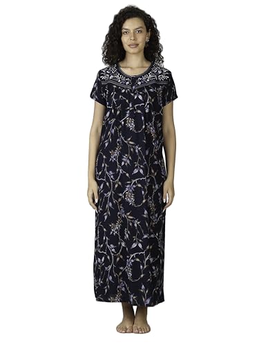 Image of 9shines Label Premium Alpine Maxi Designer Nighty | Floral Print Maxi for Women | Night wear for Women | | Full Length Night Gown for Women | Night Dress for Women Stylish (2467)