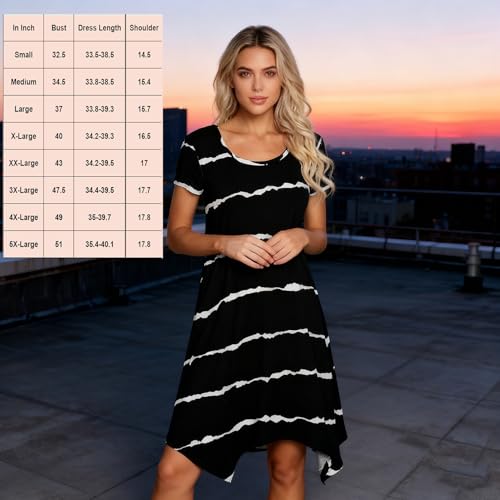Image of Women Casual Loose Soft Crewneck Short Sleeve Pockets Swing T-Shirt Dress