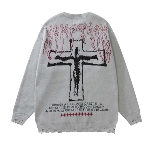【極希少】05aw stone  pullover knit Amazon.com: Harajuku Cross Knit Pullover Hip Hop Loose