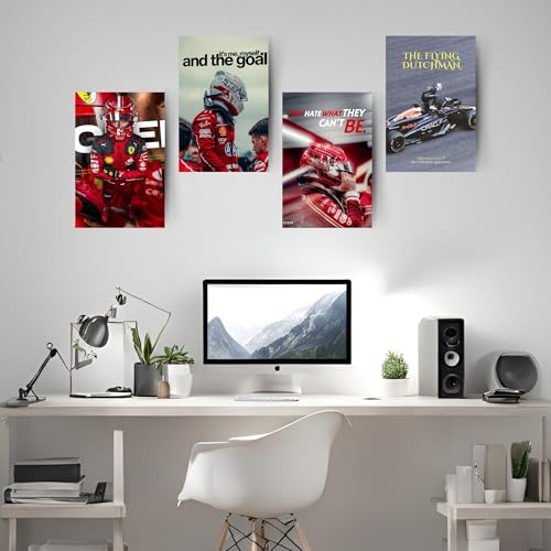 Image of Posters Inc Sports F1 Cars Motivational Posters for Wall A4 Size Aesthetic Setup 300 GSM Matte Paper Pack of 6 Automotive Motorsport Decor for Boys Gaming Room, Bedroom, Home & Office with Adhesive