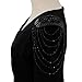 Beading Epaulettes Shouler Tassel Fringe Shoulder Patches Suit Epauletter Blazer Badge Jewelry Brooch with Pin Back for Stage Outfit Gown 2 Pieces (Black)
