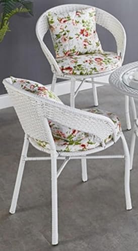 Image of 2+1 Outdoor Indoor Furniture Sets Rattan Wicker Chair Patio Set Bistro Set Conversation Set Balcony Outdoor Garden Furniture Chair (White with Multicolor Cushion & Pillow)