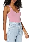 Amazon Brand - Mae Women's Scoop-Neck Bodysuit, Heather Rose, Small