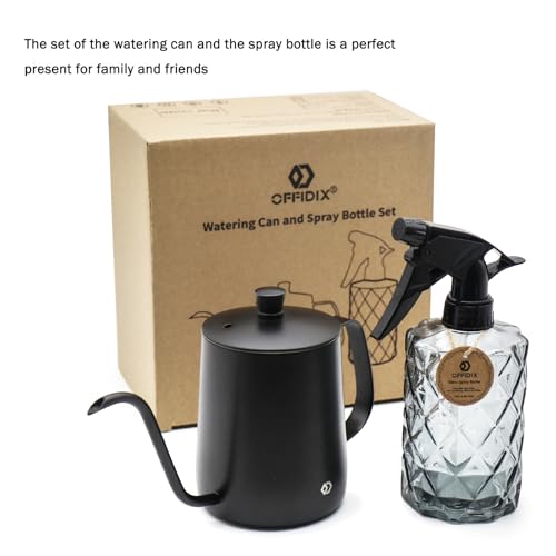 OFFIDIX Watering Can for Indoor Plants,Long Spout Metal Stainless Steel 21 oz Watering Can with 14 oz Glass Plant Mister Spray Bottle for Plant Bonsai by OFFIDIX - Image 5