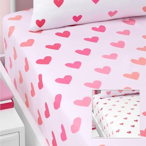 Catherine Lansfield So Soft Hearts and Stripes Fitted Sheets Cover