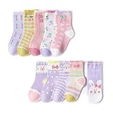 DYOU 10 paires de chaussettes enfants bébé Filles Nouveauté Coloré Fleurs de lapin Mignon Dessin Coton Chaussettes D'équipage