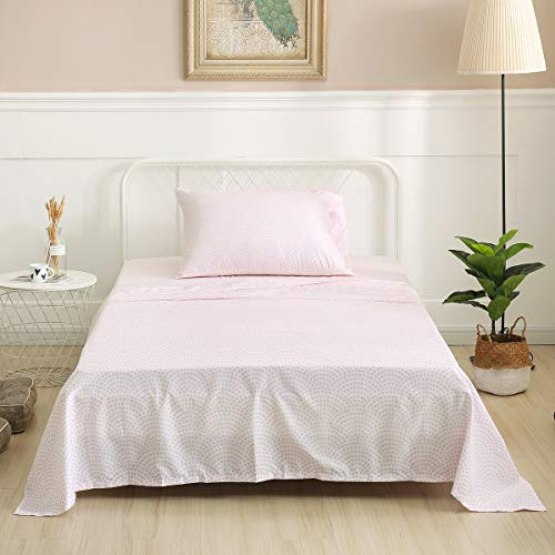Vonty Kids Bed Sheets Full Pink Heart Printed Sheets For Girls, Soft Lightweight Microfiber Easy Wash Bedding Set thumb #3