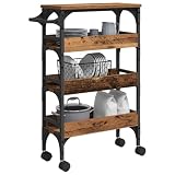 vidaXL Chariot de cuisine Bois Ancien 53 x 20 x 76 cm, Chariot de cuisine, mobile et durable, idéal pour le service, le rangement, avec roulettes, pour votre garde manger