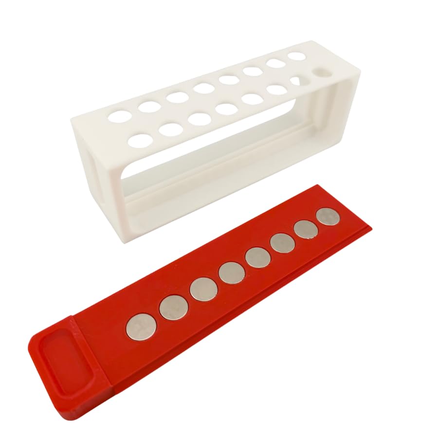 Magnetic Rack Separator for 1.5 mL and 2.0 mL Centrifuge Tubes – 16-Tube Capacity with Sliding Removable Magnets – Made in USA